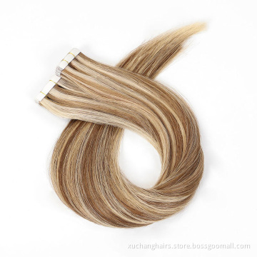 wholesale bone straight virgin natural hair extension human vendors 100% remy hair extension invisible tape in hair extensions